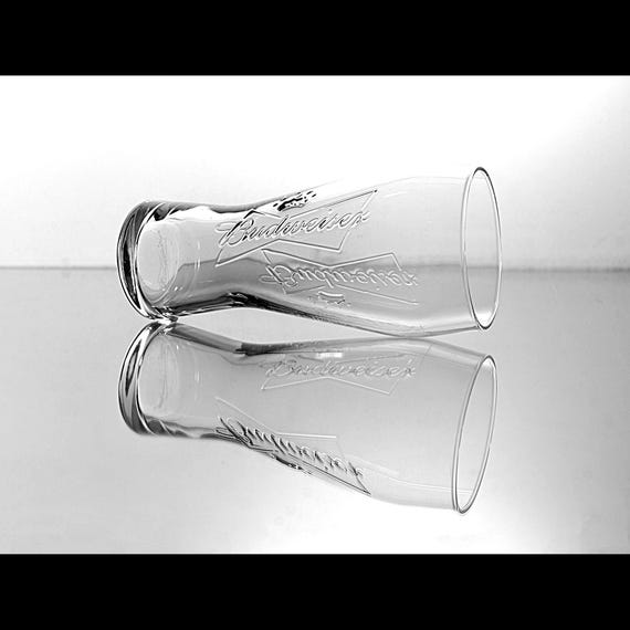 Vintage Budweiser Pilsner Beer Glass, Embossed Logo, Barware, 12 oz, Anheuser Busch Brewery