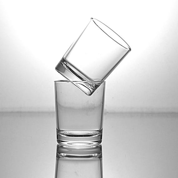 Vintage Italian Shot Glasses, Set of Two, Heavy Base Barware, Made in Italy