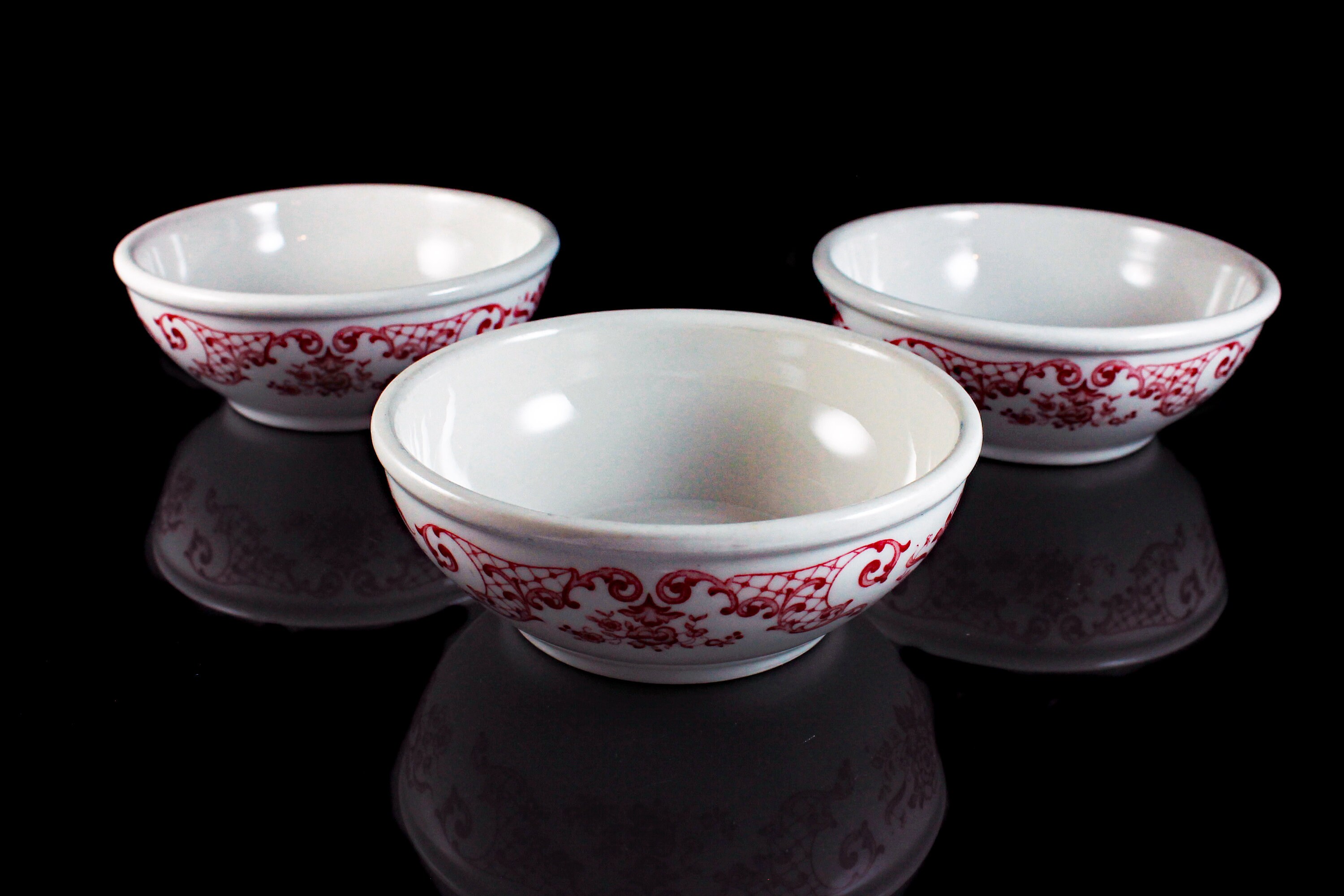 Cereal Bowl, Syracuse China, Restaurant Grade, Soup Bowls, Red Floral