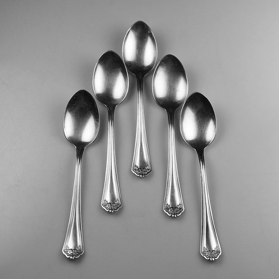 Silver Plate Demitasse Spoons, Wm Rogers & Son., Kensington, International Silver, Set of 5, 4 Inch