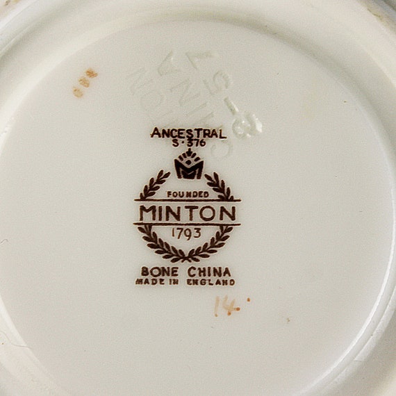 Minton Cup and Saucer, Ancestral Pattern, Rust and Teal Floral