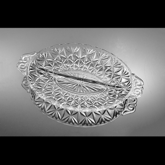 Vintage Anchor Hocking Divided Relish Dish, Oval Serving Tray