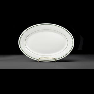 Homer Laughlin Best China Platter - 11 Inch Oval Serving Dish - Green Bands, Restaurant Grade - Made in USA, 1961