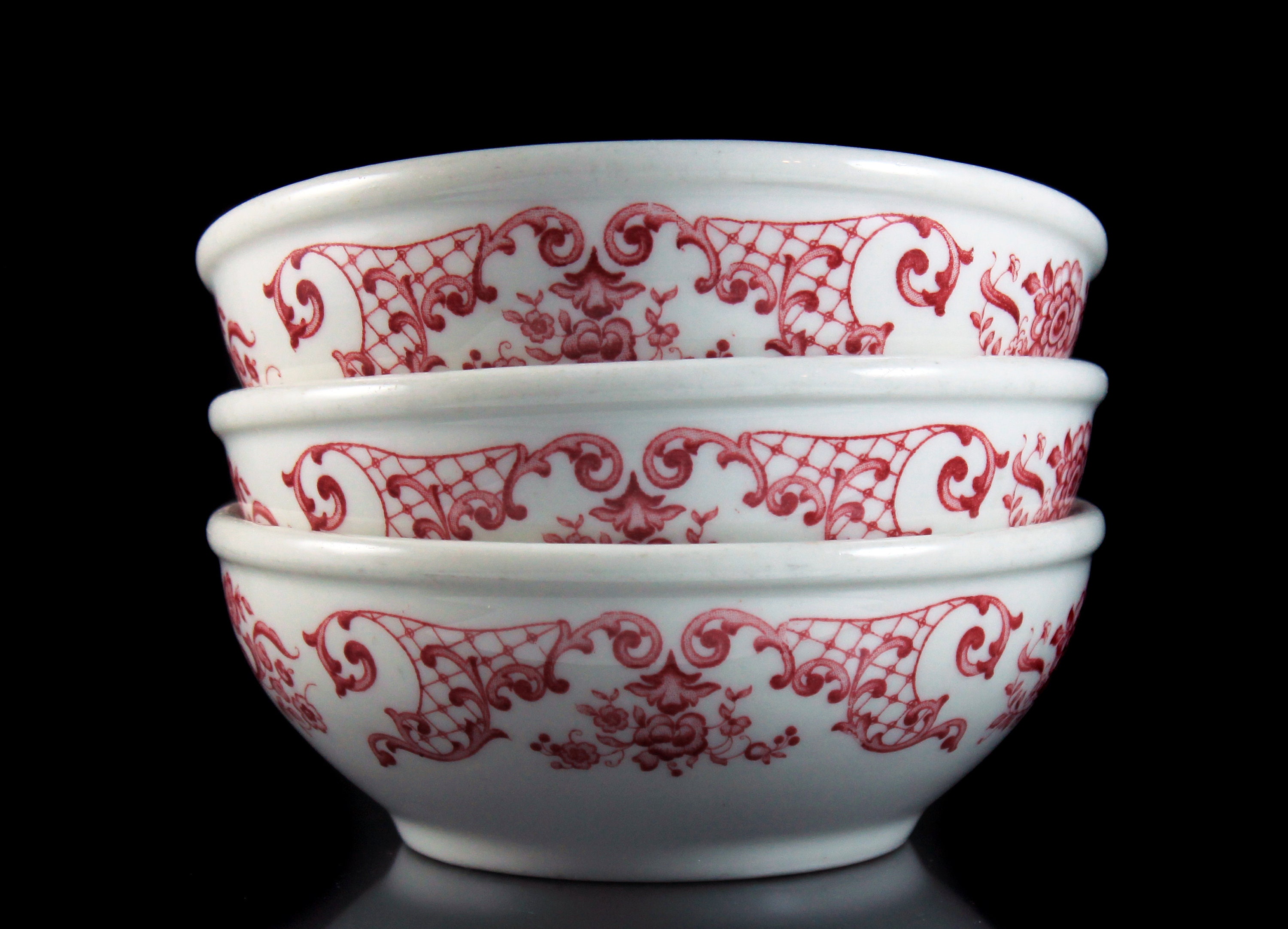Cereal Bowl, Syracuse China, Restaurant Grade, Soup Bowls, Red Floral