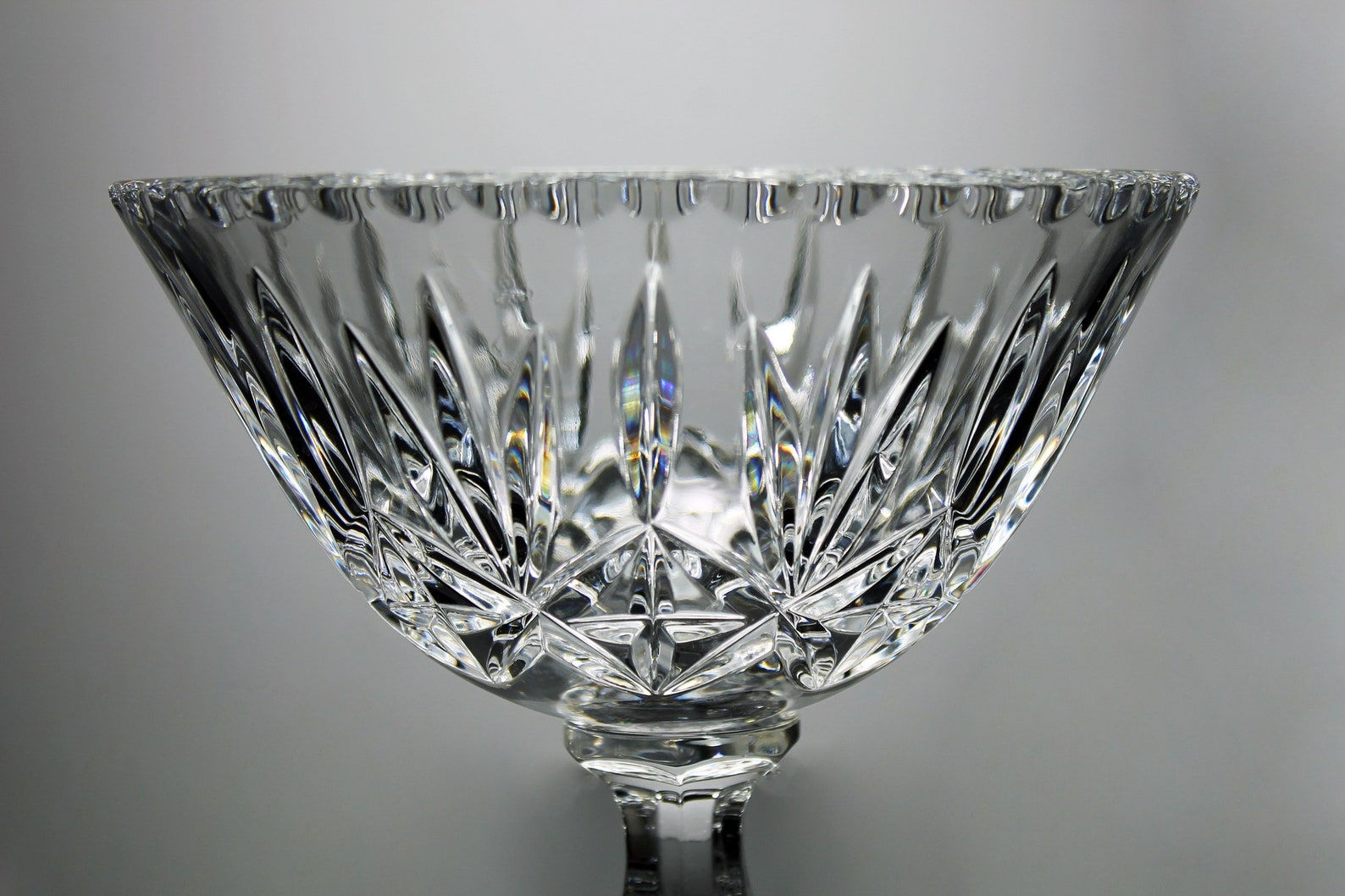 Crystal Footed Compote Cut Glass Clear Glass Centerpiece Etsy