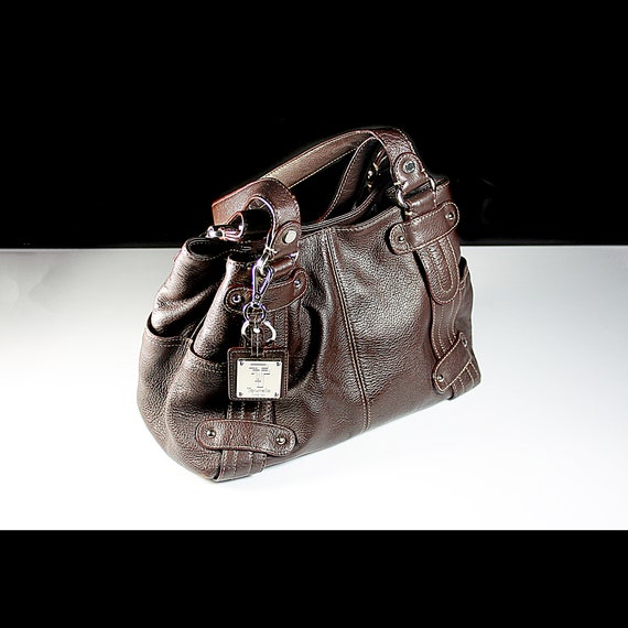 Brown Leather Shoulder Bag, Tignanello Handbag, Compartmental Bag, Women Gift