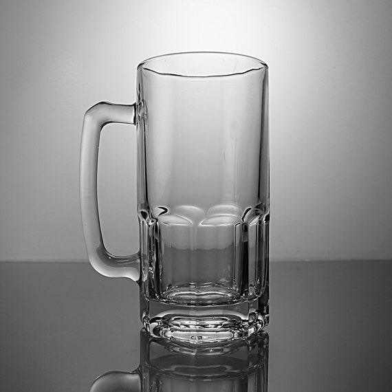 Beer Mug, Heavy Clear Glass, 32 Ounce, Barware, Men's Gift