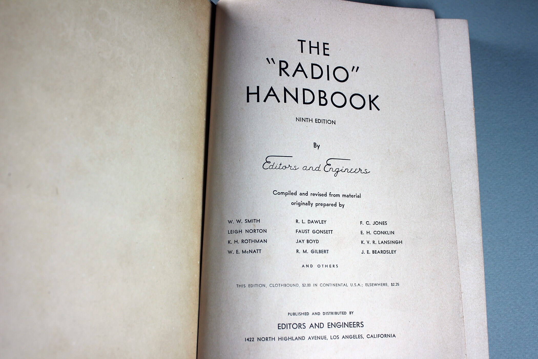 1942 Hardcover Book, Radio Handbook Ninth Edition, Instructional Manual