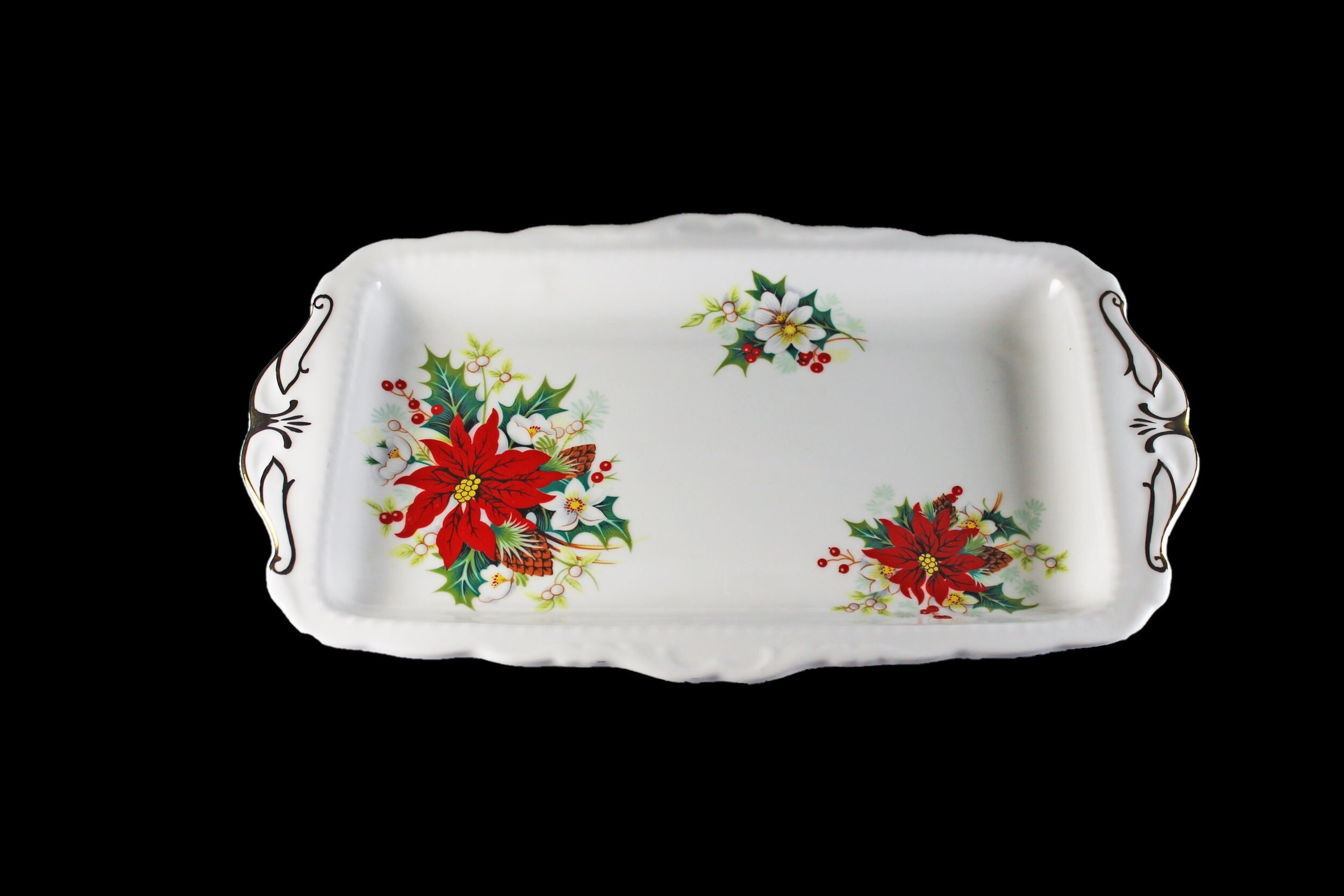 Sandwich Tray, Royal Albert, Poinsettia, Bone China, Holiday Tray ...