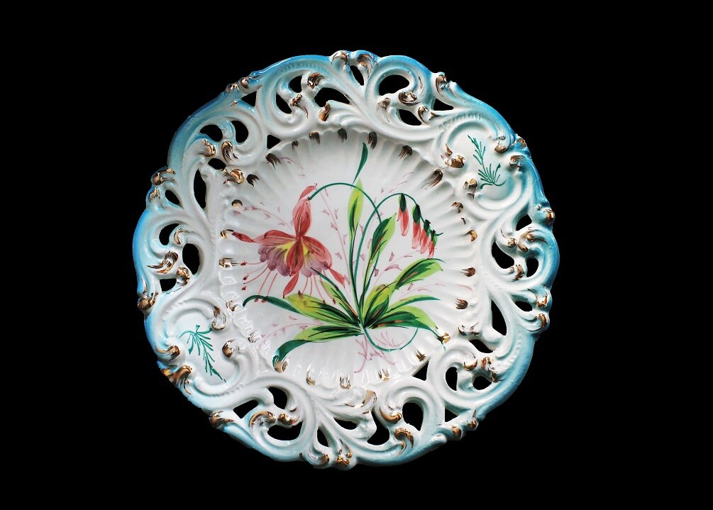Decorative Plate, Made in Italy, Majolica, Reticulated ...