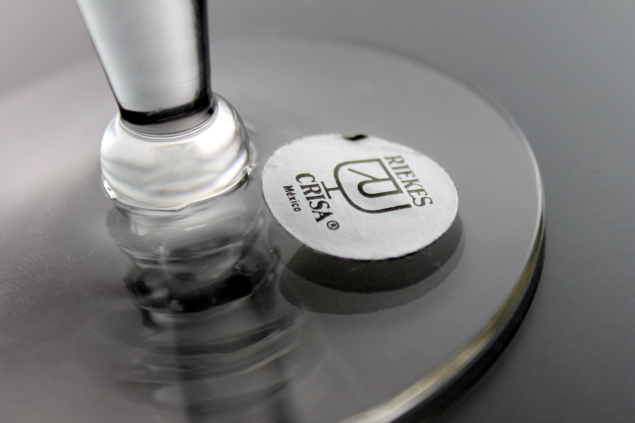 Bud Vase, Riekes Crisa Mexico, Hand Blown Glass, Pedestal, Clear Glass