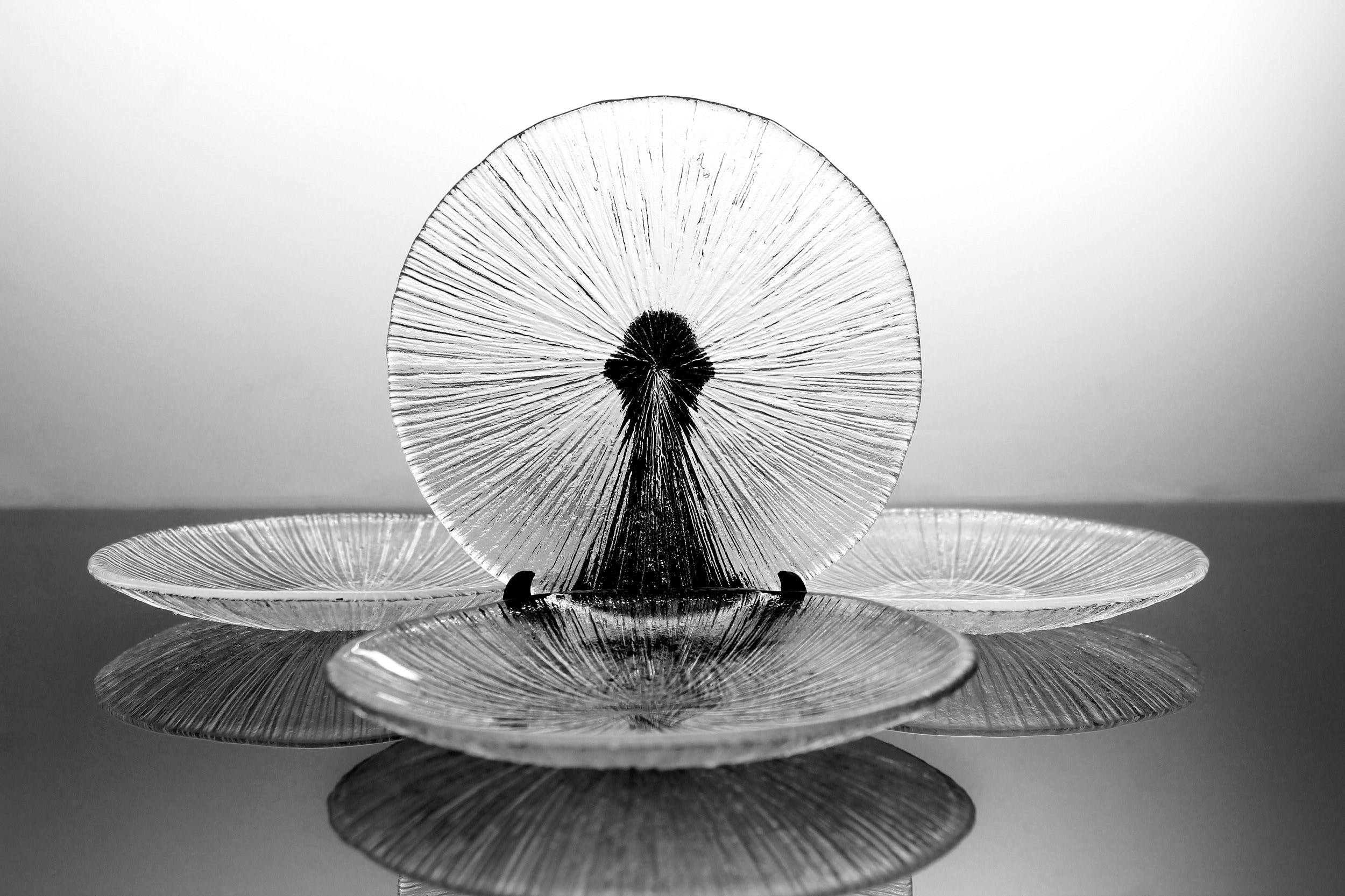 Bread and Butter Plates, Sasaki, Rain Glass Clear, Textured Lines, Roll