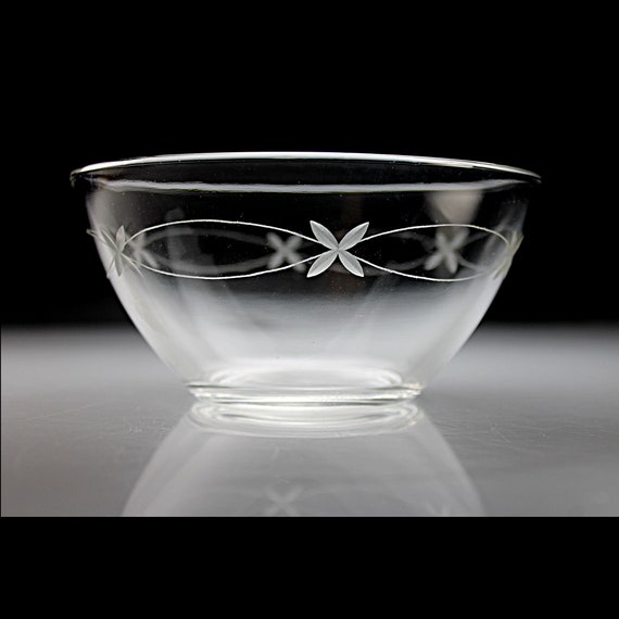 Etched Glass Cereal Bowl, Princess House, Contemporary Elegance, Serving Bowl, 5.5 Inch