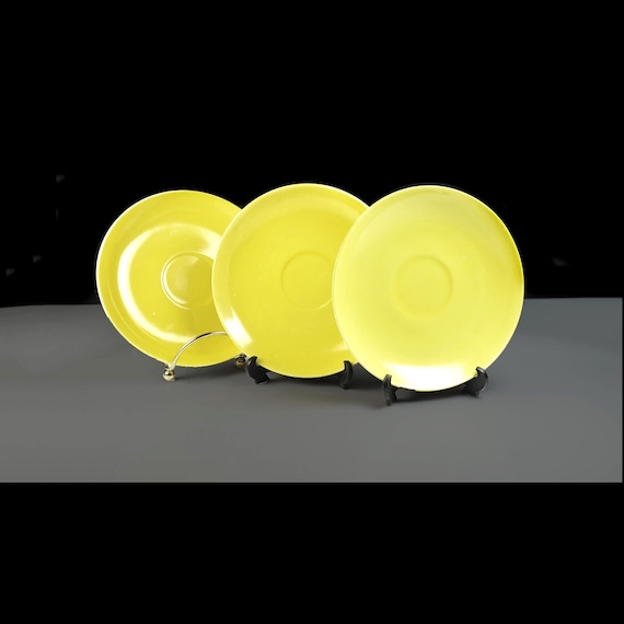 Vintage Okwan China Yellow Saucers – Hand Painted Japan – 1950s–60s - Set of 3