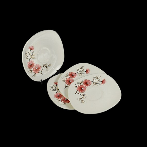 Edwin Knowles Coral Pine Saucers, Set of 4, Pine Needles