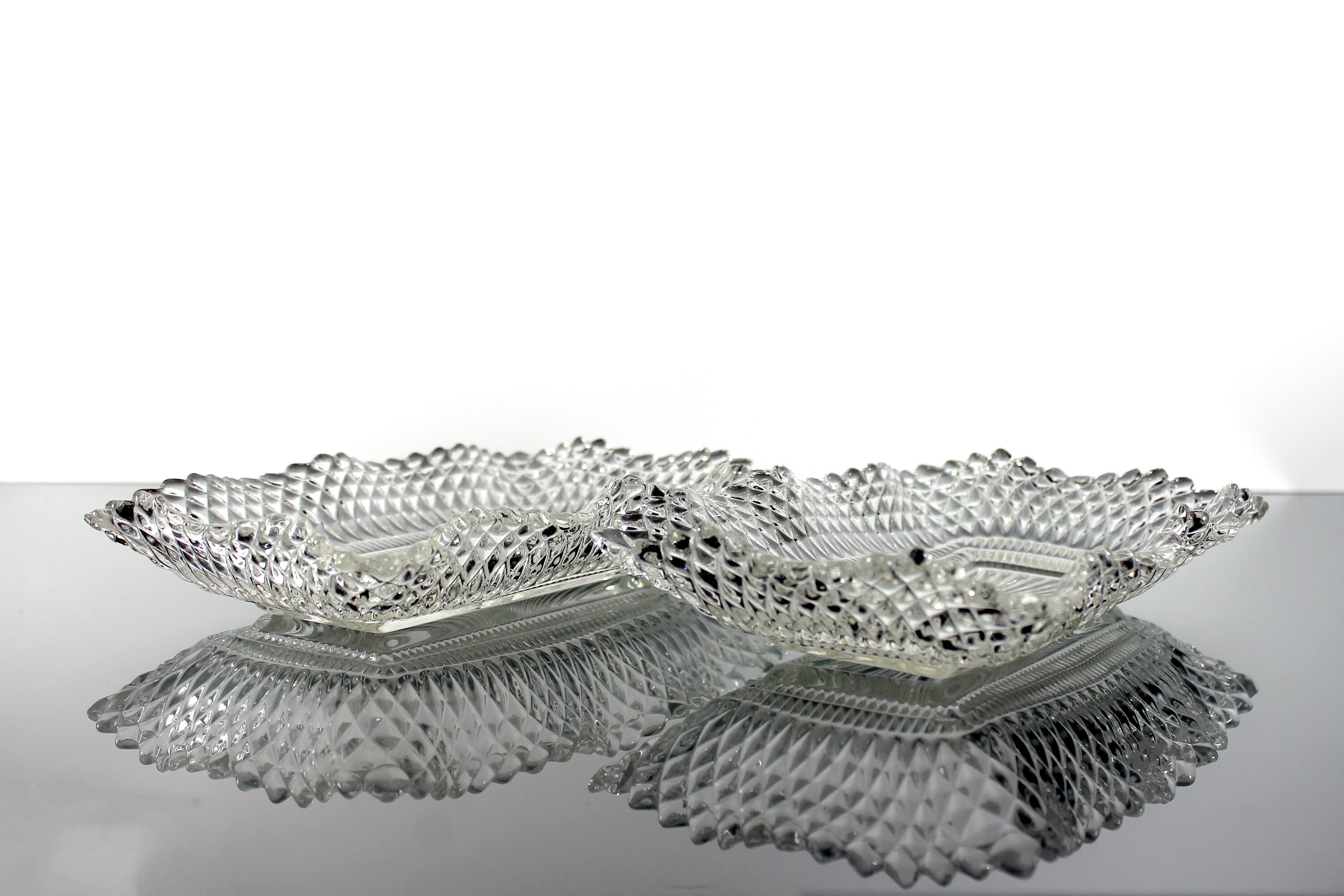 Celery Dish, Federal Glass, Traditions, Set of 2, Clear Glass, Diamond