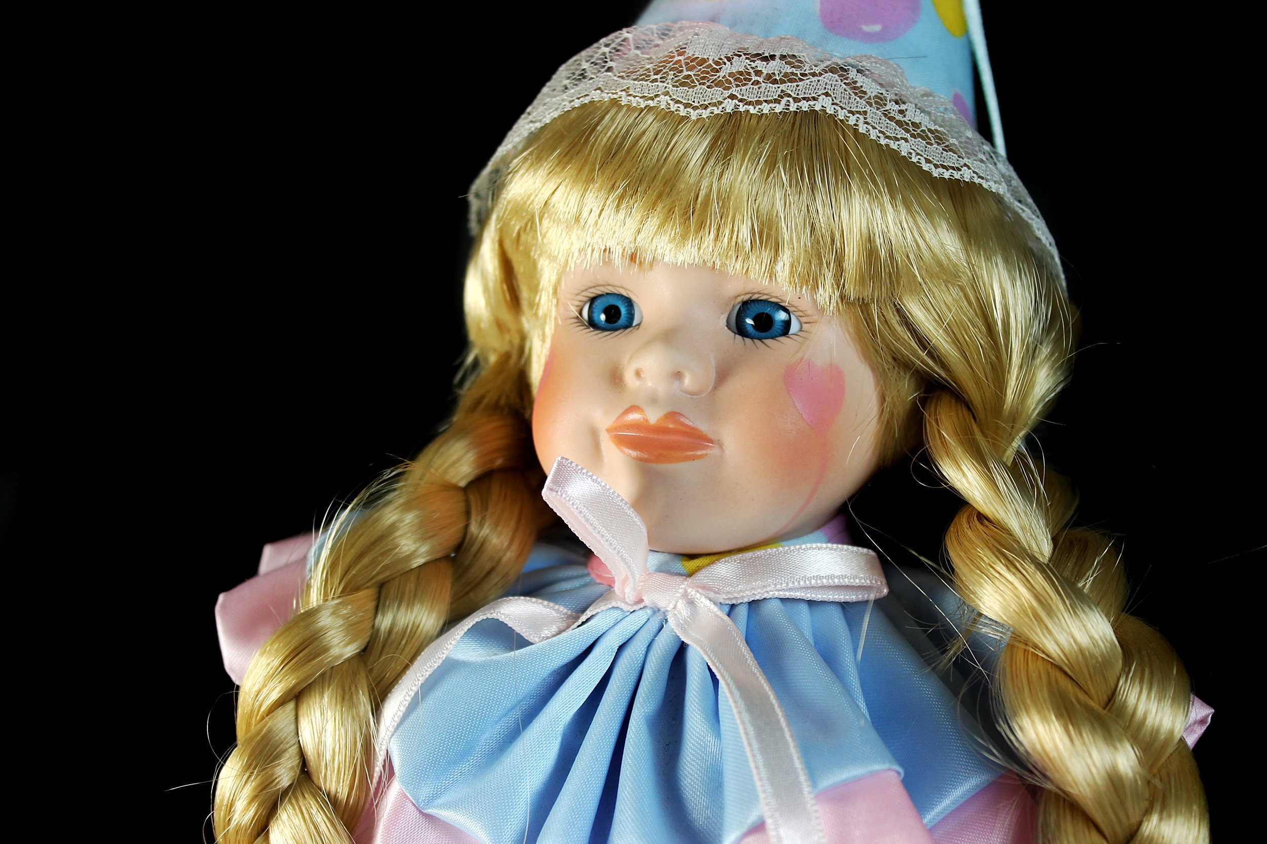 Porcelain Doll, Brinn's, Jelly Bean Clown, Display Doll, Hand Painted