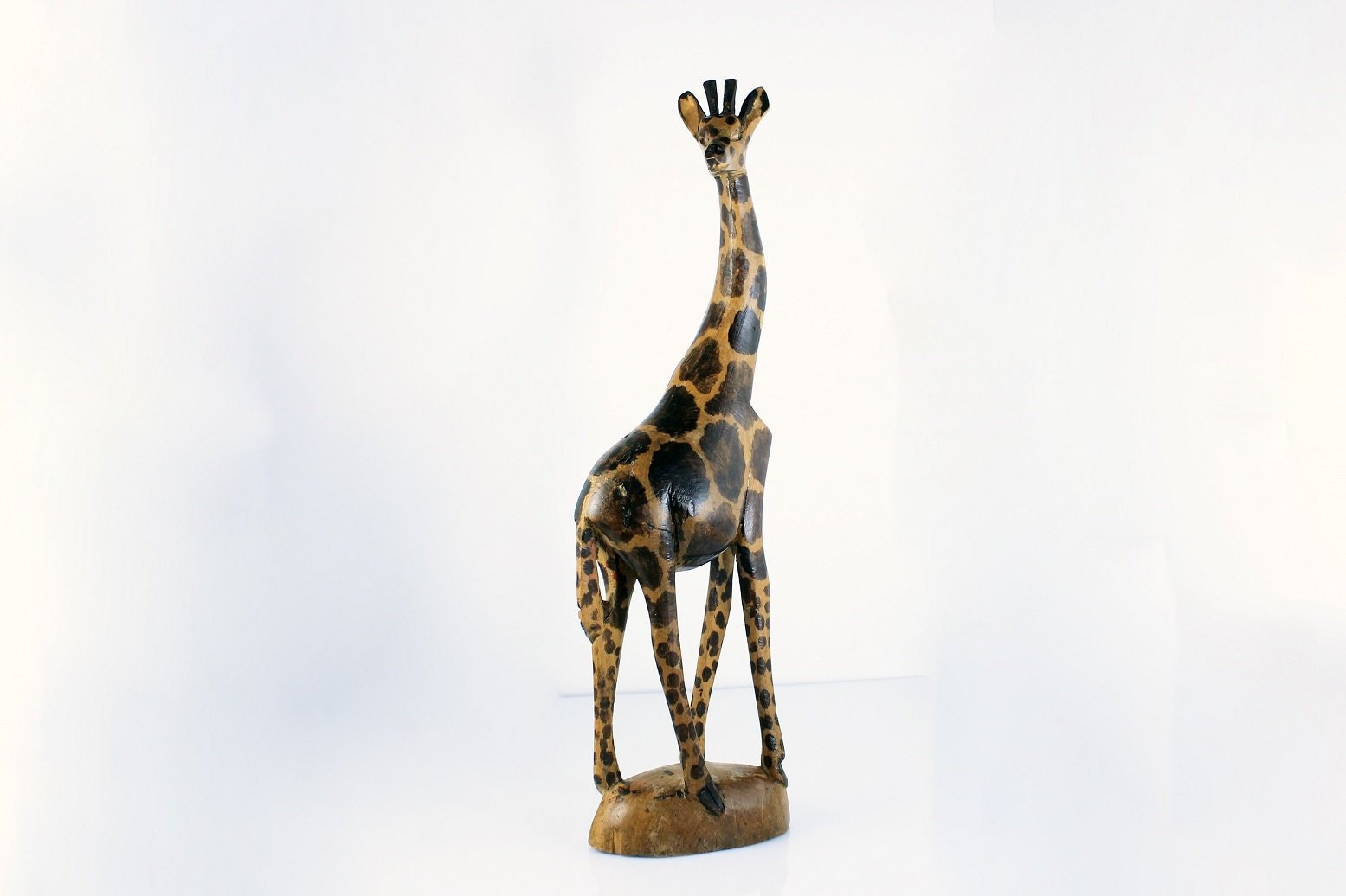 Wooden Giraffe Figurine, Made in Kenya, Hand Carved, African Art