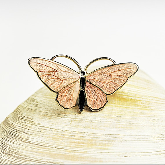 Enamel Butterfly Brooch - Small Glitter Accent Pin, Delicate Gold-Tone Jewelry