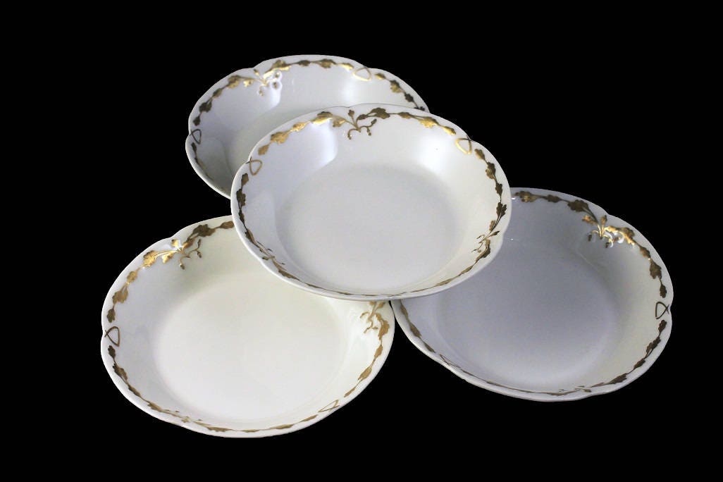 Antique Fruit Bowls, Old Abbey, Limoges France, Latrille Freres, Raised