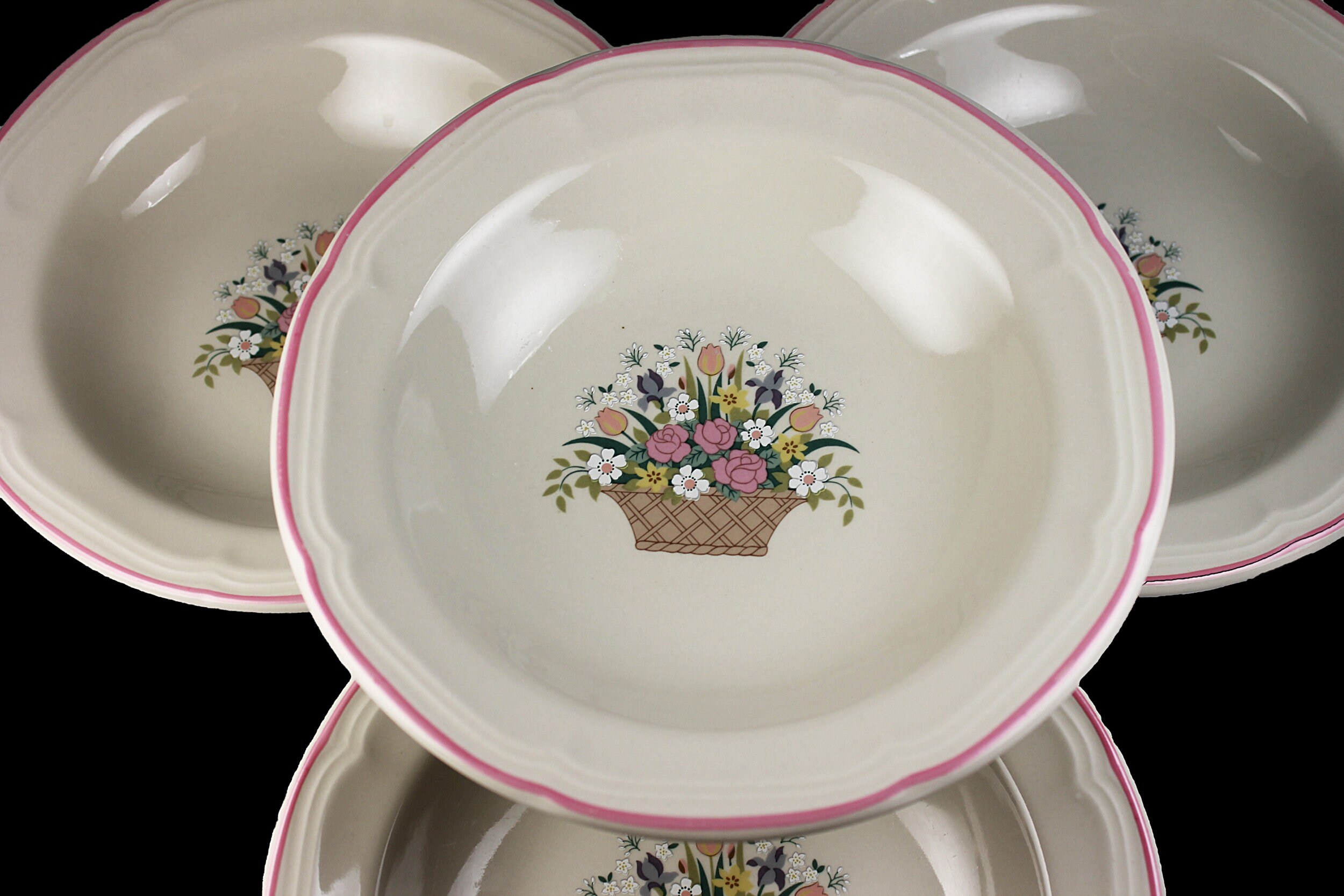 Soup Bowls Sango China Chesapeake White Floral Basket Set Of 4 