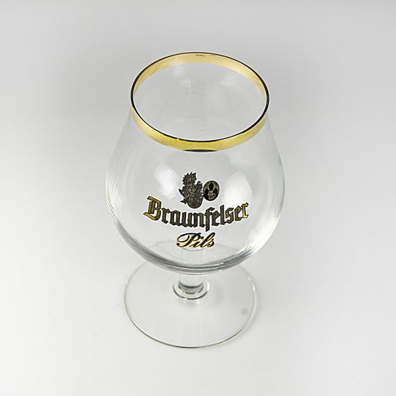 Braunfelser Pils Snifter Glass - SAHM 0.4L Gold Trim Beer Glass - German Pilsner Glassware - Collector’s Barware - Gift for Beer Lovers