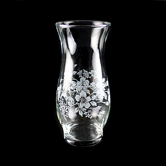 Crystal Etched Vase, Pasabache Glass, Etched Floral, Made In Turkey, Giftware