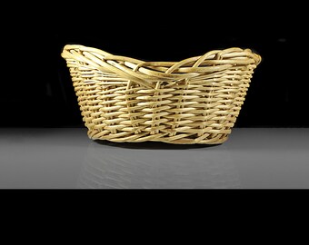 楕円形の籐製ギャザリングバスケット - ヴィンテージ、装飾