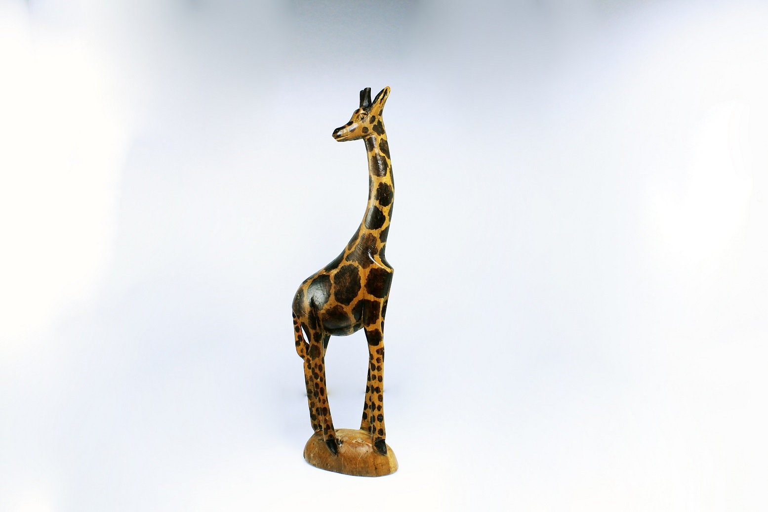 Wooden Giraffe Figurine, Made in Kenya, Hand Carved, African Art