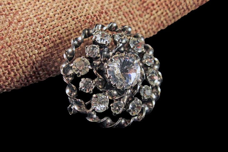 Clear Rhinestone Brooch Rhinestone Pin Prong Set Stones Etsy