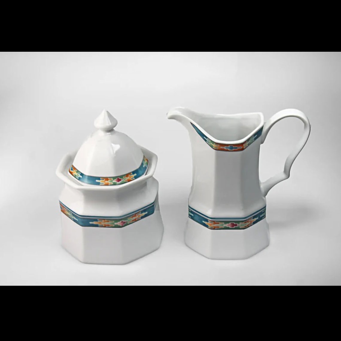 Sugar and Creamer, Christopher Stuart, Paseo, Fine China, Octagonal ...