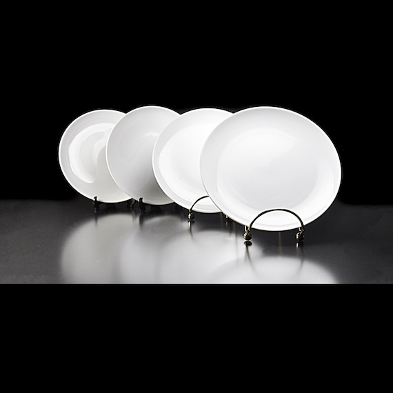 Mikasa Bread and Butter Plates – Sophisticate Pattern – 7 Inch – Mid-Century Modern White China - Set of 4