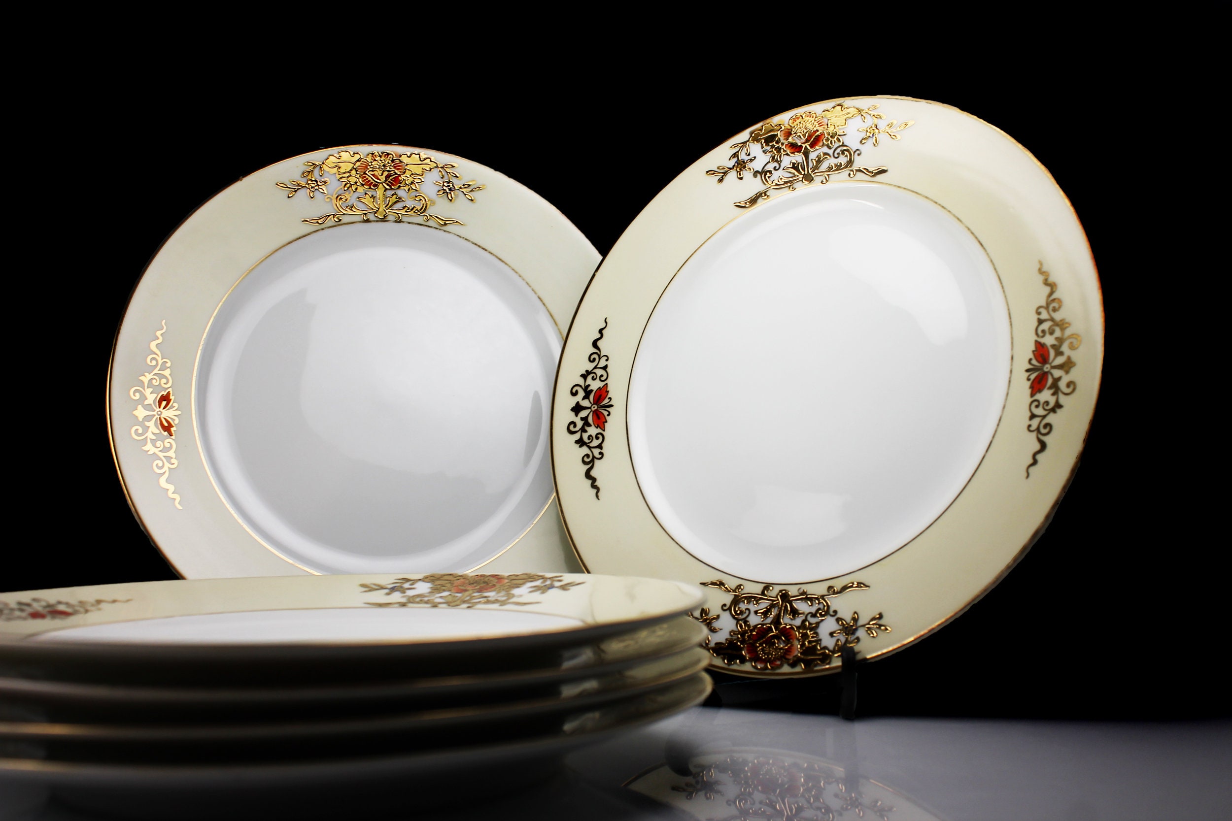 Antique Noritake Luncheon Plates, Morimura Brothers, Pattern 42200
