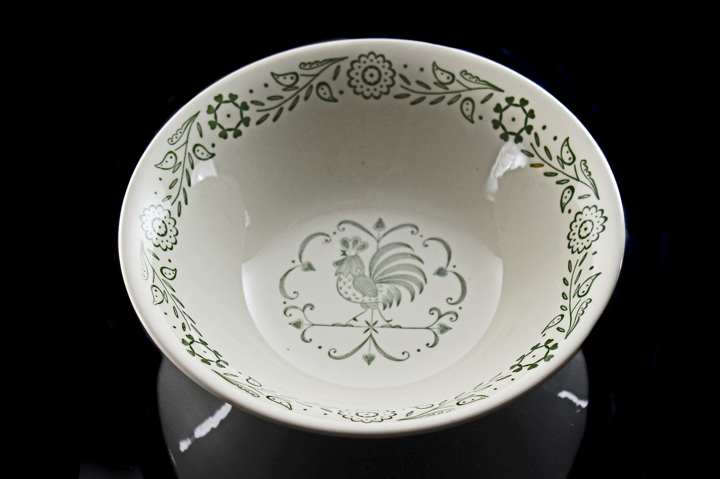 Vegetable Bowl, Scio Pottery, Provincial, Green Roster, Discontinued