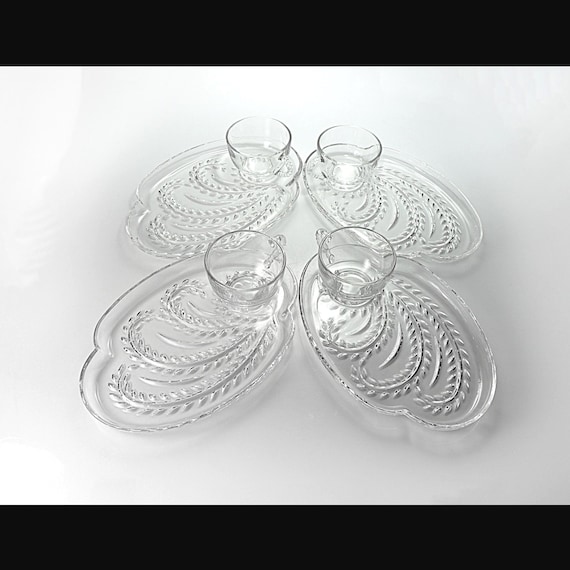 Federal Glass Snack Set – Mid-Century Hospitality Tray and Cup Set, NOS