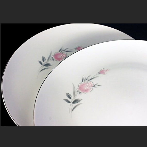 Dinner Plates, Royal Court, Belle Rose, Pink Rose and Bud, Set of 2, Fine China