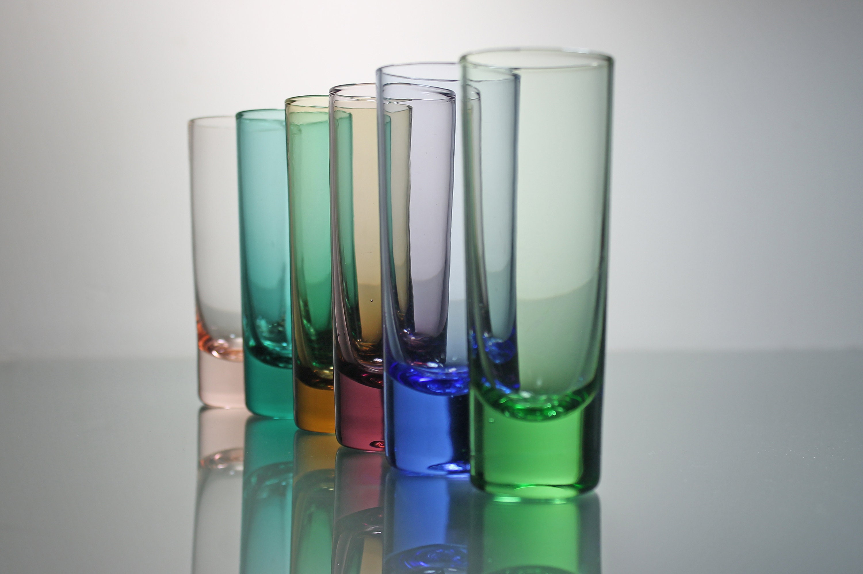 Tall Shot Glasses, Multicolored, Barware, Set of 6