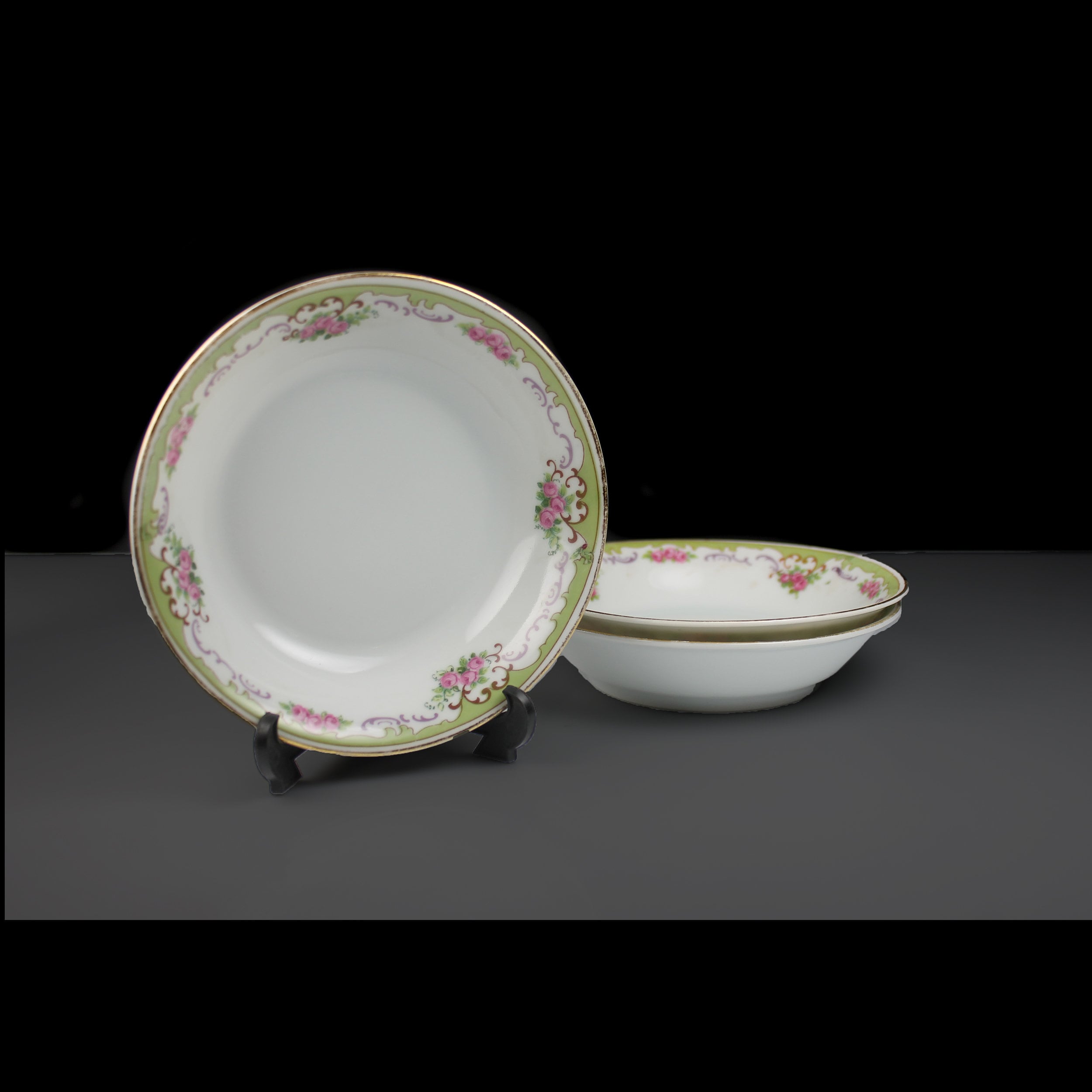 Antique Fruit Bowls, Union T China Company, Czechoslovakia, Green ...