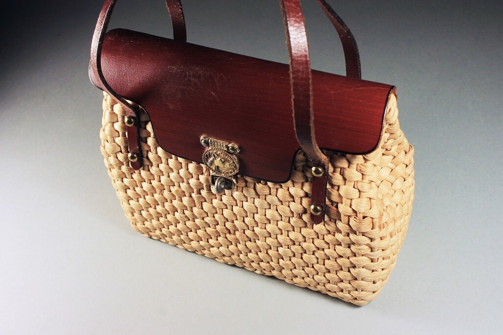 Burlington Straw Handbag, Purse, Handbag, Leather, Woman's Gift, Horse