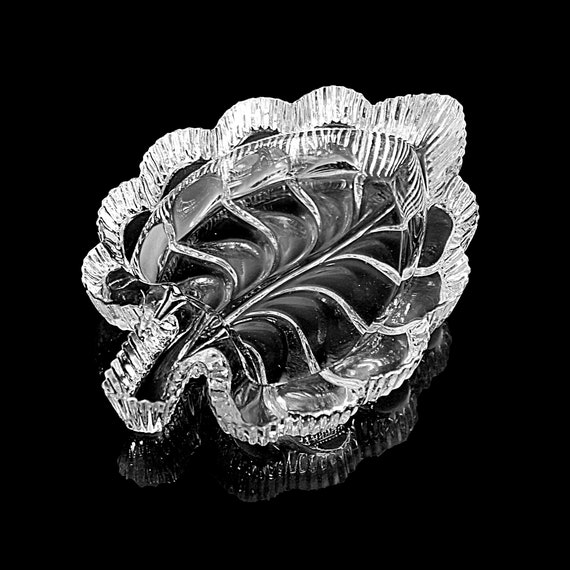 Crystal Leaf Ashtray, Cristal D'Arques, Fougere, Womans Ashtray, Trinket Bowl