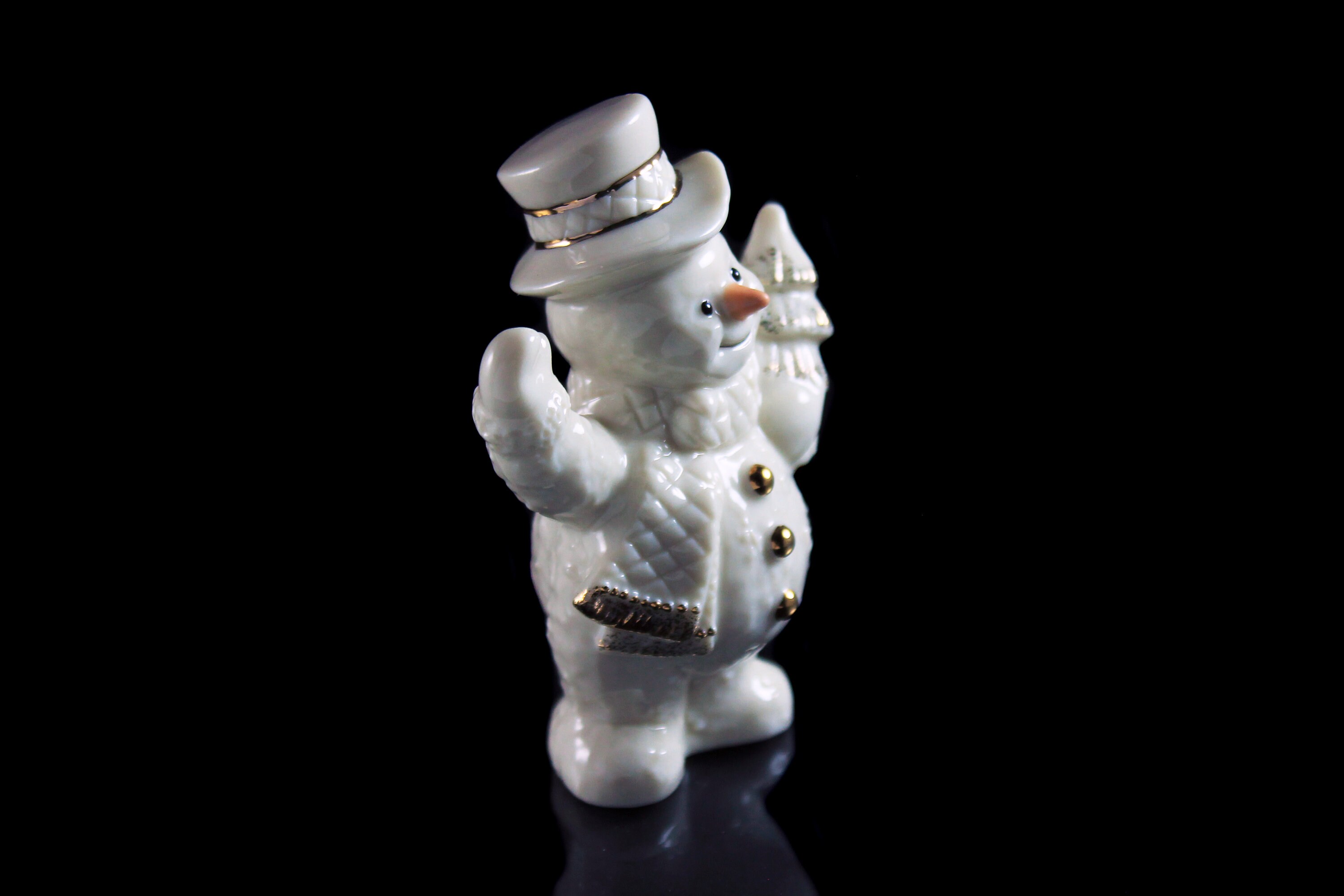 Lenox Snowman Figurine, Winter Ornament, Winter Decor, Snowman with