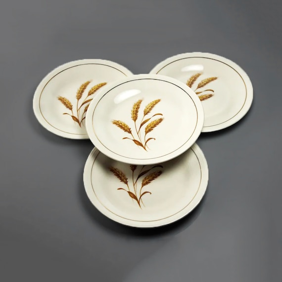 Edwin Knowles, Bread and Butter Plates, Golden Wheat, Roll Plate, Biscuit Plate, Set of 4