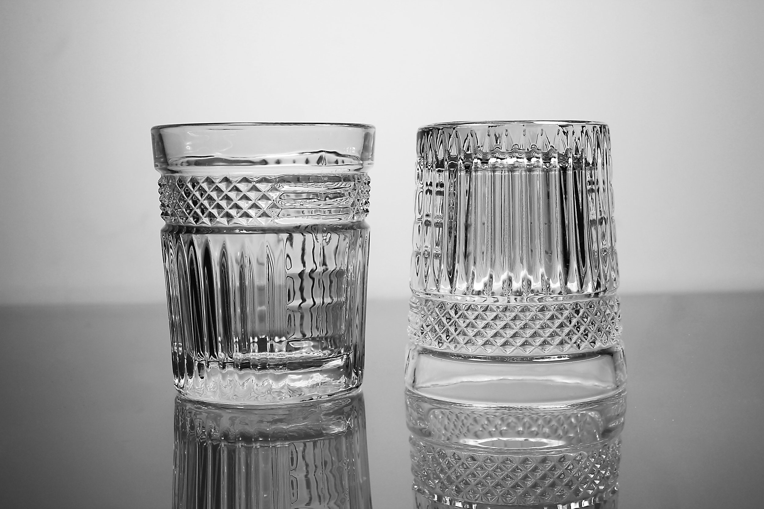 Double Old Fashion Glasses, Libbey Glass Company, Radiant, Set of 2