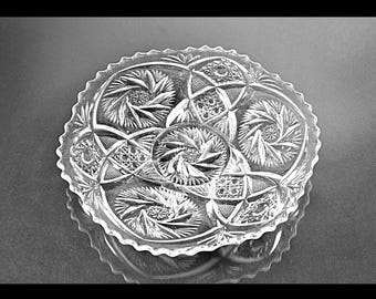 Antique EAPG Imperial Glass NUCUT Bowl, 8 Inch Footed Display Dish