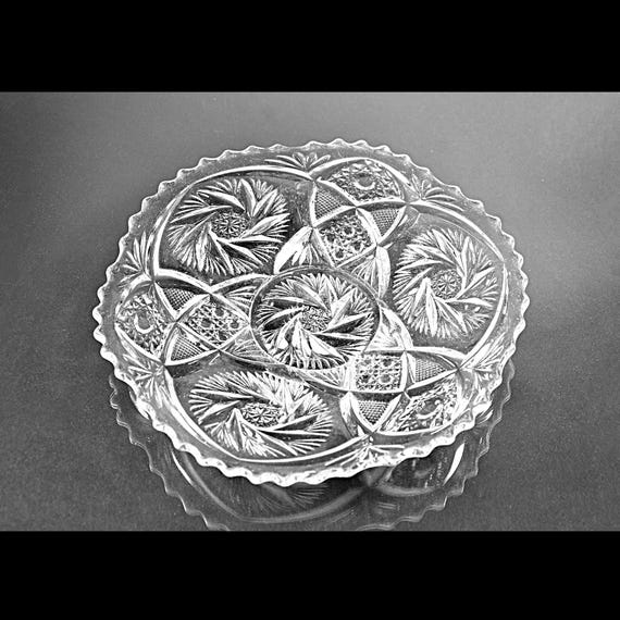 Antique EAPG Imperial Glass NUCUT Bowl, 8 Inch Footed Display Dish