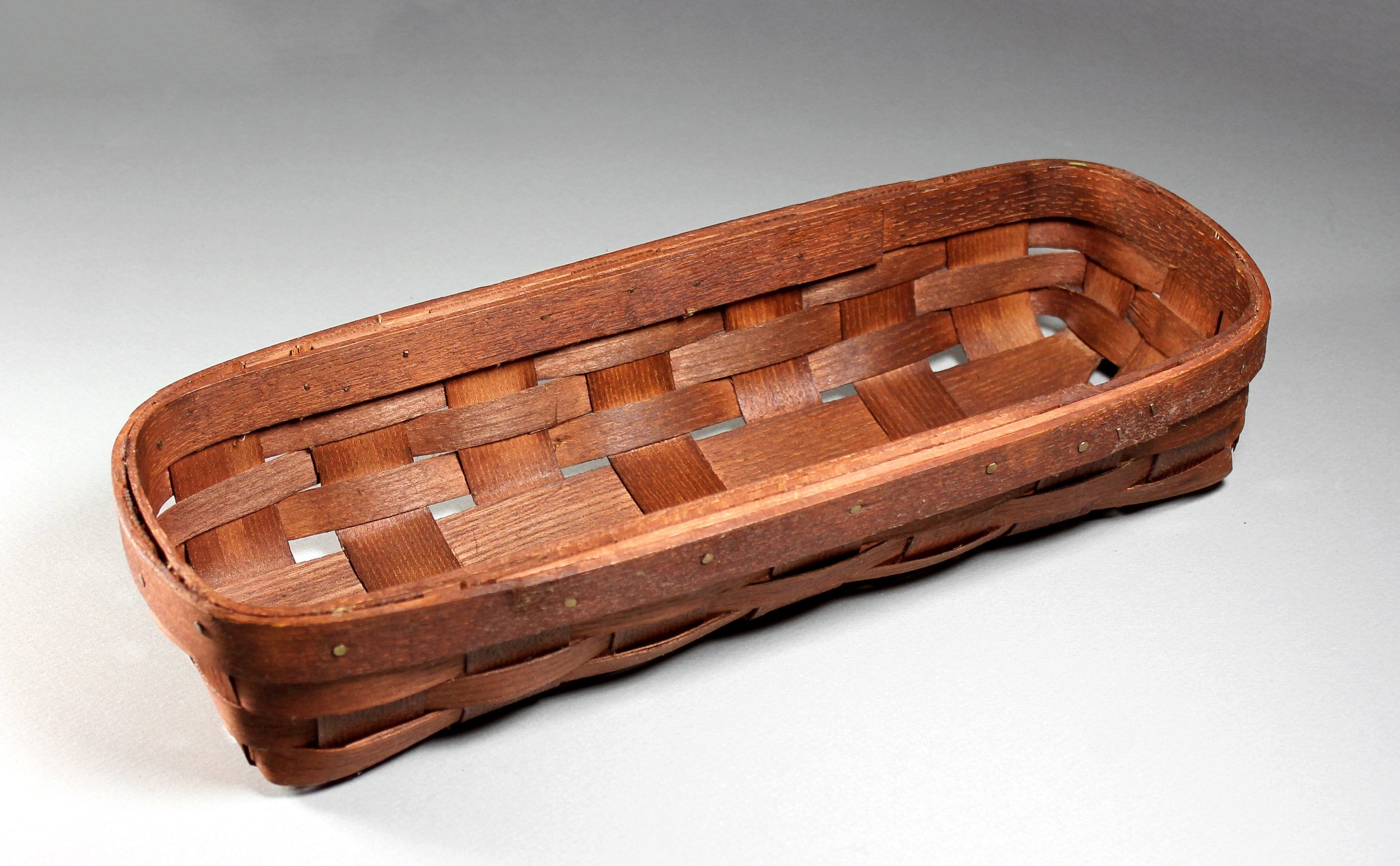 Decorative Basket, Woven Wood, Bread Basket, Storage, Long and Narrow