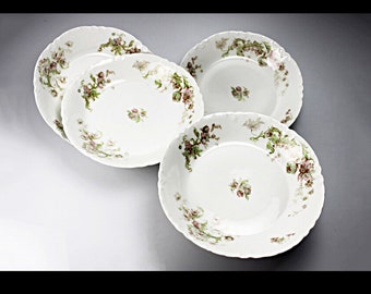 Soup Bowls, Haviland for Van Heusen Charles Co, Floral Pattern, Set of Four, Fine China, Cereal Bowls