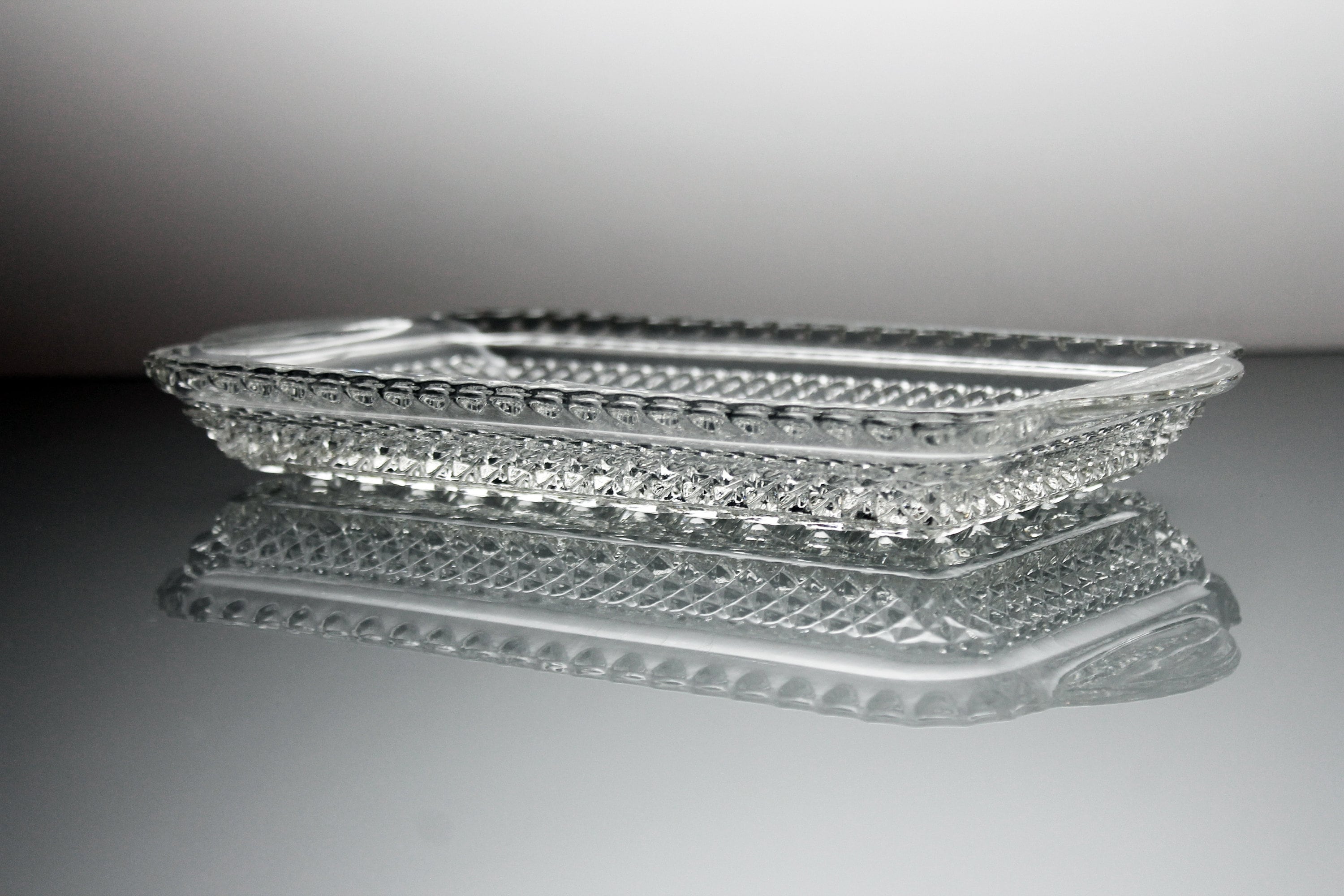 Cranberry Tray, Anchor Hocking, Wexford, Diamond Design, Relish Dish
