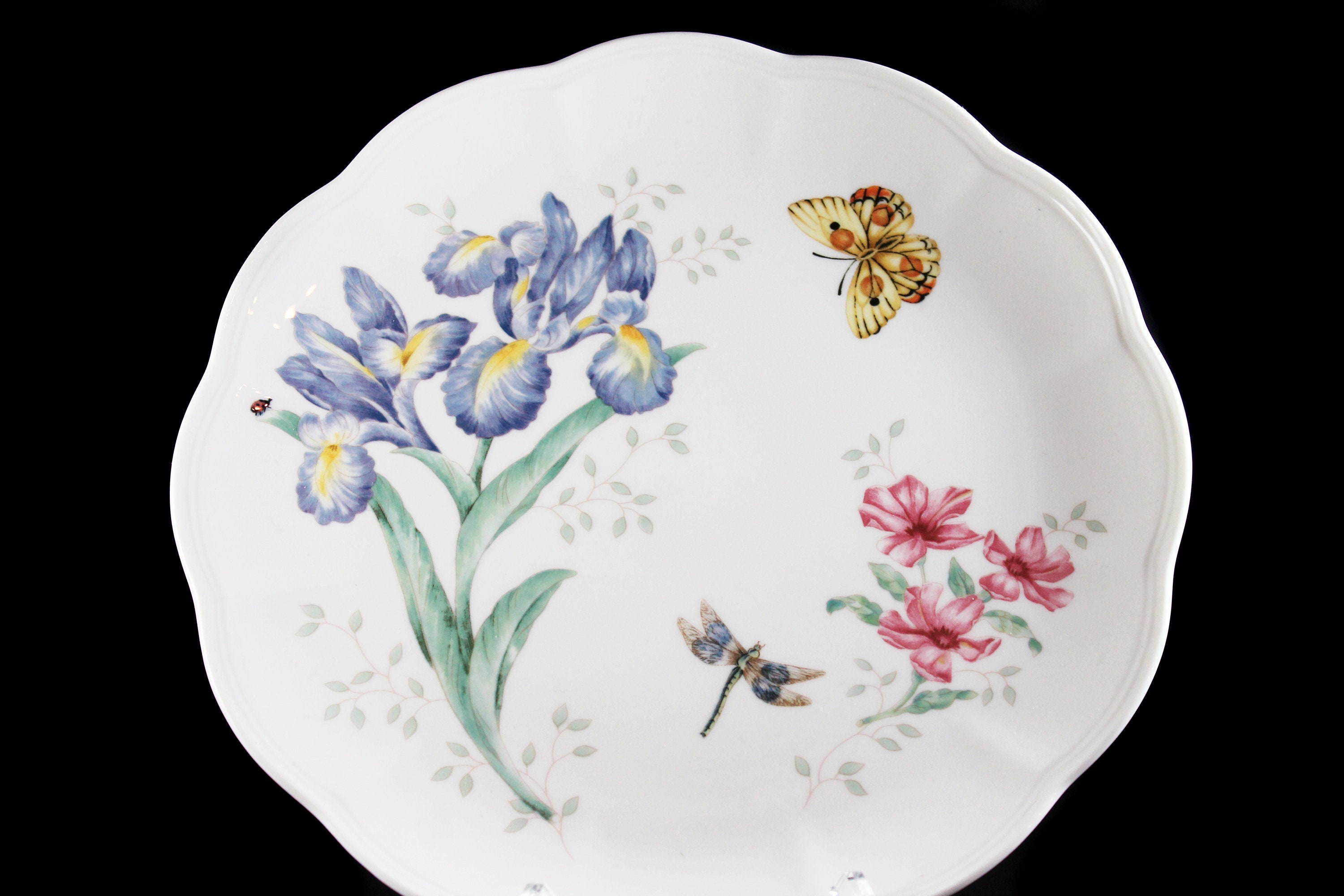 Dinner Plate, Lenox, Butterfly Meadow, Orange Sulphur, Blue Floral