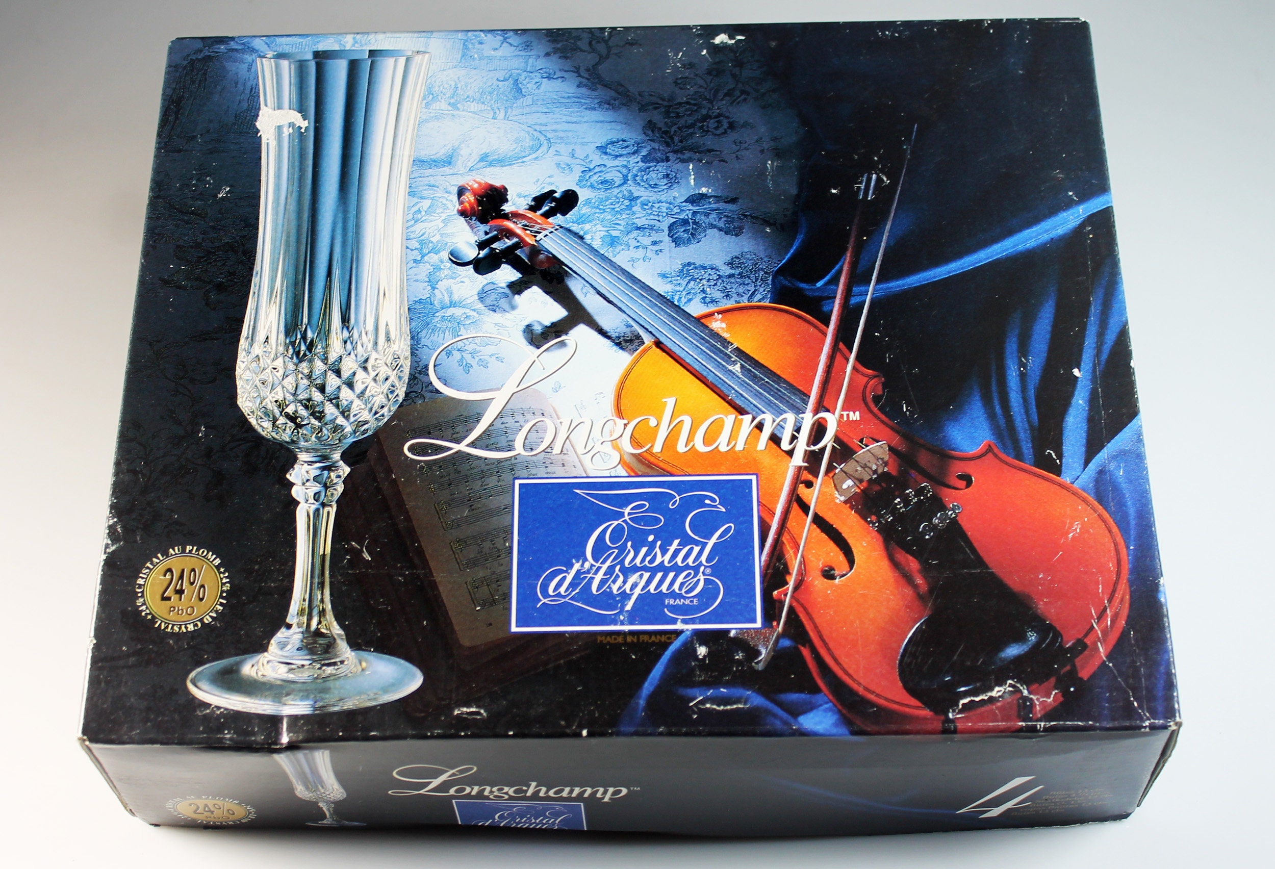 Crystal Champagne Flutes, Cristal D'ArquesDurand, Longchamp, Cut